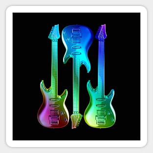 Three colourful rock guitars with high gloss reflection. Sticker